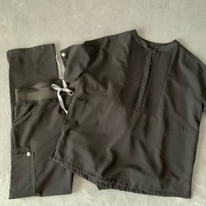 Figs scrub set - Black - Mua Pintuck XS, Kade S/T